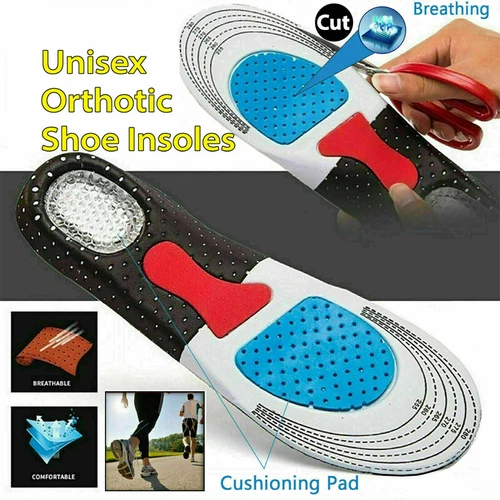 Men Gel Orthotic Sport Running Work Insoles Insert Shoe Pad Arch Support Cushion - Picture 1 of 21