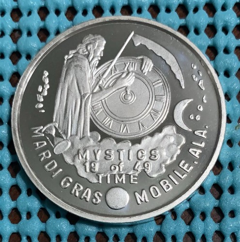 1987 MYSTICS of TIME (Mobile, AL) .999 FINE SILVER Mardi Gras Doubloon