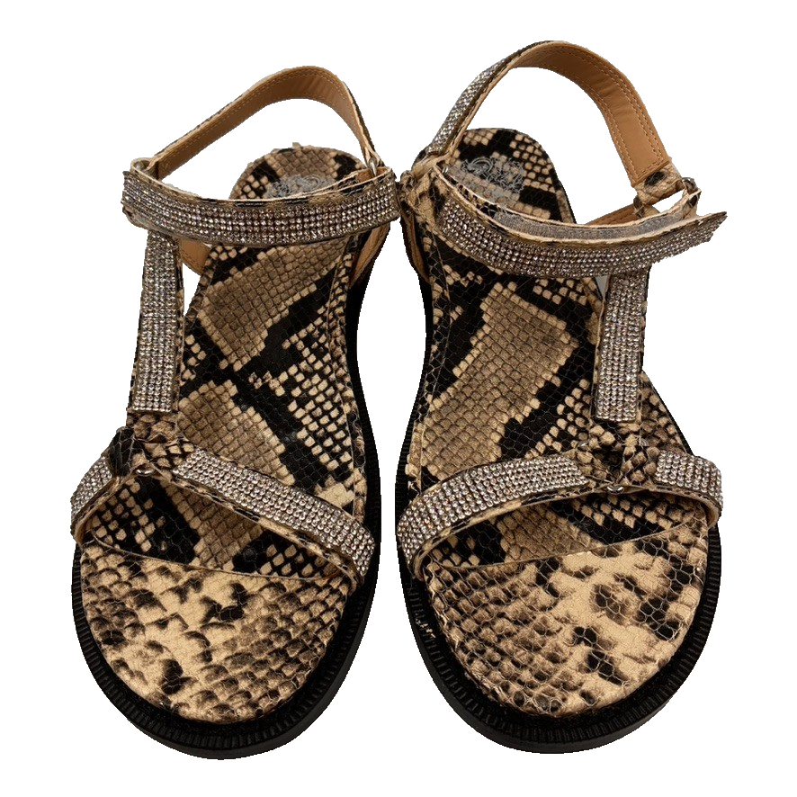 APL Vince Camuto Arabelem sandali pelle di serpente donna 8M casual slip on cinturino cristallo