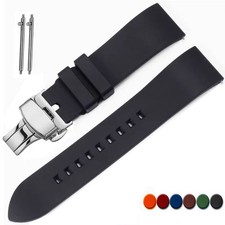 FKM Rubber Watch Strap Band Fluoro Rubber Watchband 18 19 20 21 22 23 24mm NEW