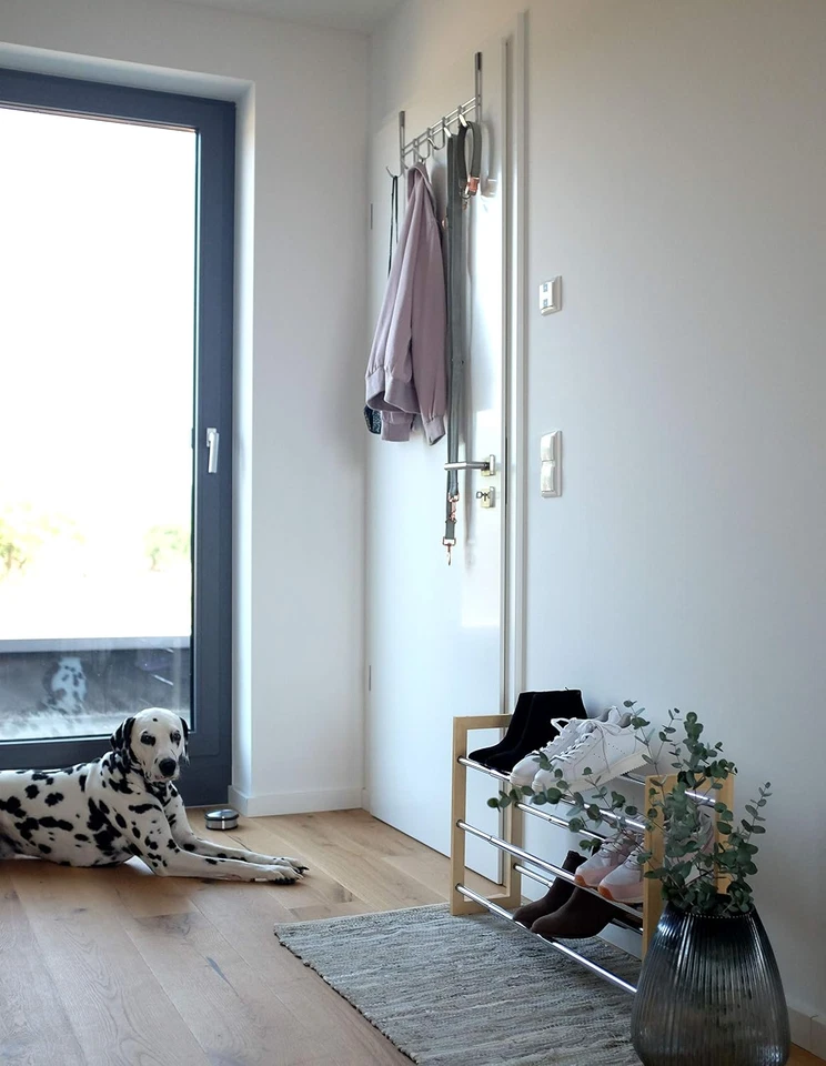 13897 Appendiabiti Da Porta, 6 Ganci, Metallo, Argento, 51X7.1X20.5 Cm - Immagine 4 di 4