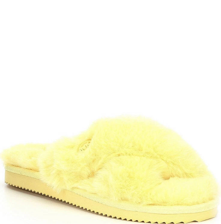 PANTOFOLA D’ORO Ciabatte Michael Kors Buttercup gialle pelliccia sintetica donna taglia 10 nuove con scatola