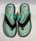 Champion Womens Flip Flop Black w/ Turquoise leopard print footbed SZ 10 *NWT" — photo 3