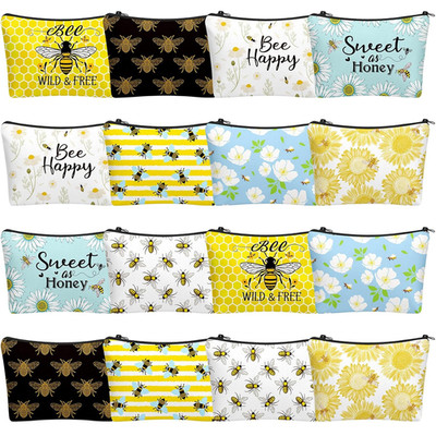 16 Pcs Funny Bee Cosmetic Bags Stuff Bulk Honey Queen Bee Day Inspirational Gift