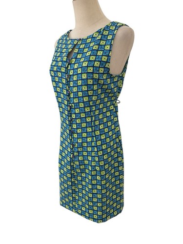 Vtg 90s Byer Too! Mini Dress NWT Geometric Mod Print Sleeveless Button Front 11 - Picture 5 of 9