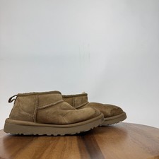 Womens Ugg Classic Ultra Mini Tan Shearling Lined Comfort Boots Size 5 M GUC