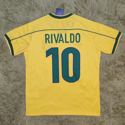 Brasilien 1998 Home Rivaldo #10 Retro Rare Soccer Football Jersey Shirt Men Size S - Bild 2 von 10
