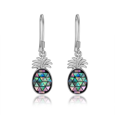 Pineapple Earrings Sterling Silver Pineapple Dangle Drop Earrings Pineapple Jewe