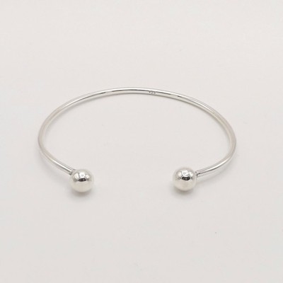 Sterling Silver Cape Cod Ball End Open Cuff Bangle Charm Bracelet