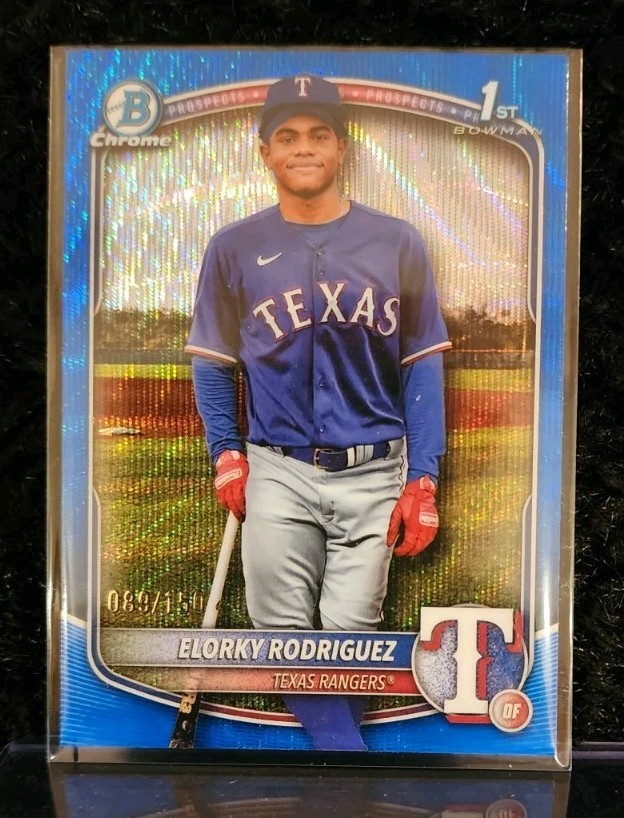 2025 Bowman Chrome ELORKY RODRIGUEZ 1st Bowman Blue Wave Refractor /150 🔥