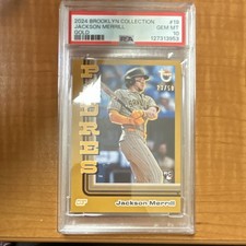 2024 Topps Brooklyn Collection Jackson Merrill #19 Gold /50 RC PSA 10