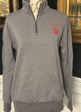 Indiana Hoosiers Champion 1/4 Zip Pullover Gray Hoodie Ladies Size Small