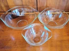 🔥Vintage Set 3 Pyrex  Clear Mixing Bowls Stacking  Excellent Cond