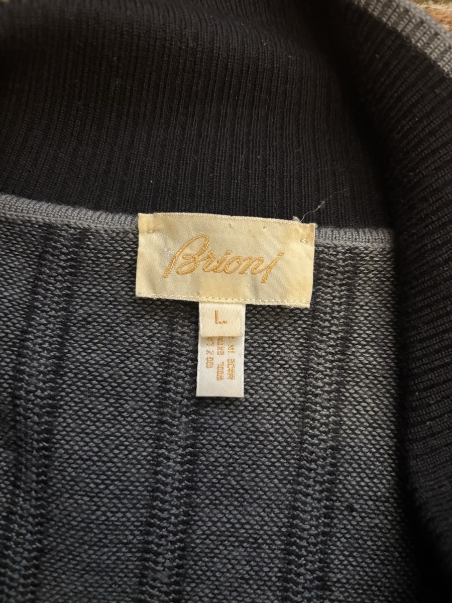Brioni Wool/Lana 1/4 Zip Collared Gray Pullover Light Sweater Size