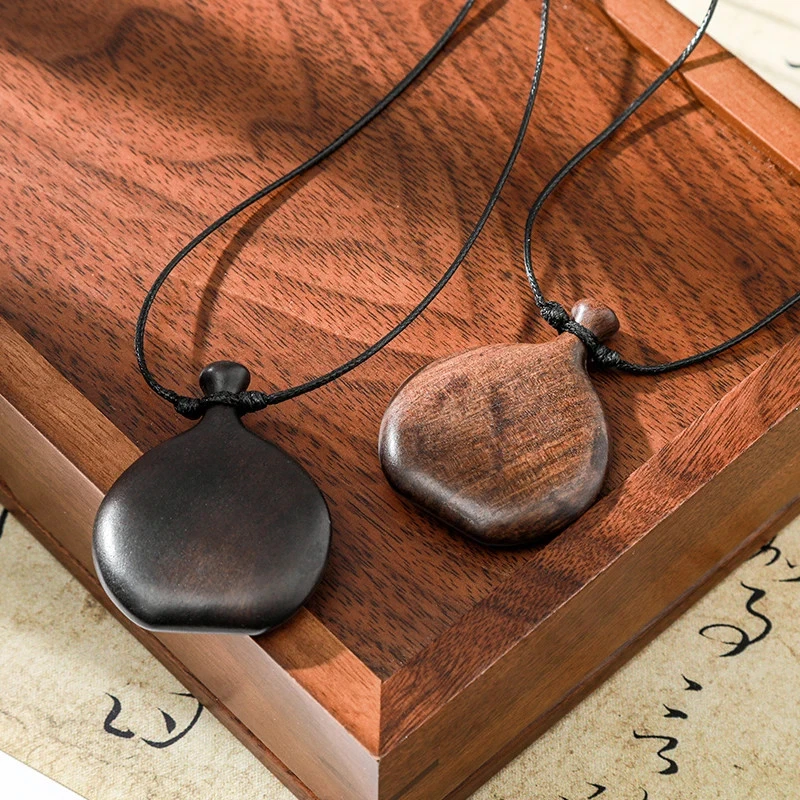 Vintage Holz Flagon Anhänger Kette Unisex Lang Art Mode Schmuck - Bild 4 von 4