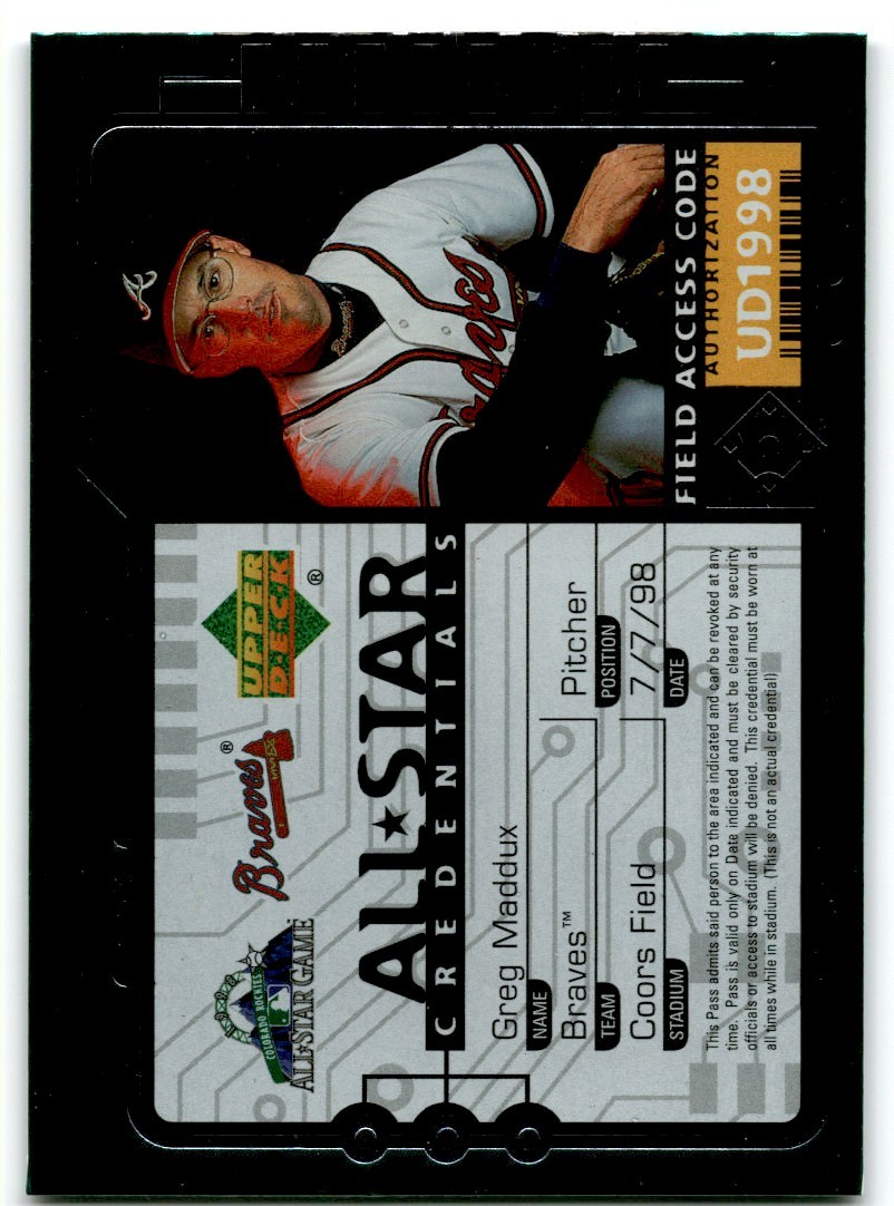 1998 Upper Deck Greg Maddux Atlanta Braves #AS22 | eBay