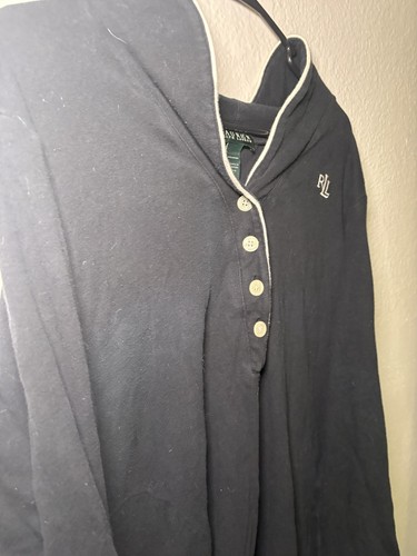 Lauren Ralph Lauren Woman L Navy Cotton Knit Pullover Nightgown Sleep Shirt - Picture 5 of 6