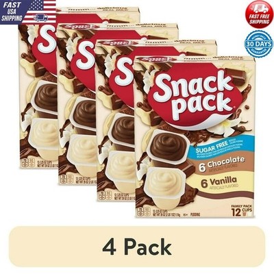 Sugar Free Pudding Cups 12 ct Chocolate Vanilla Snack Dessert Family Pack New