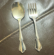 Oneidacraft Deluxe Stainless Floral Toddler Spoon Fork 2pc Flatware Set