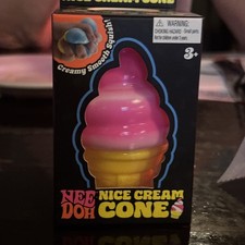 Nee Doh Nice Cream Cone Pink Ice Cream Squishy Toy TikTok Viral NEW