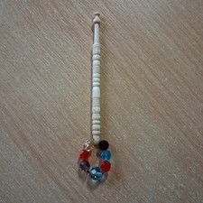 Antique Vintage Lace Making Bobbin BONE nicely turned ridges spangle #1