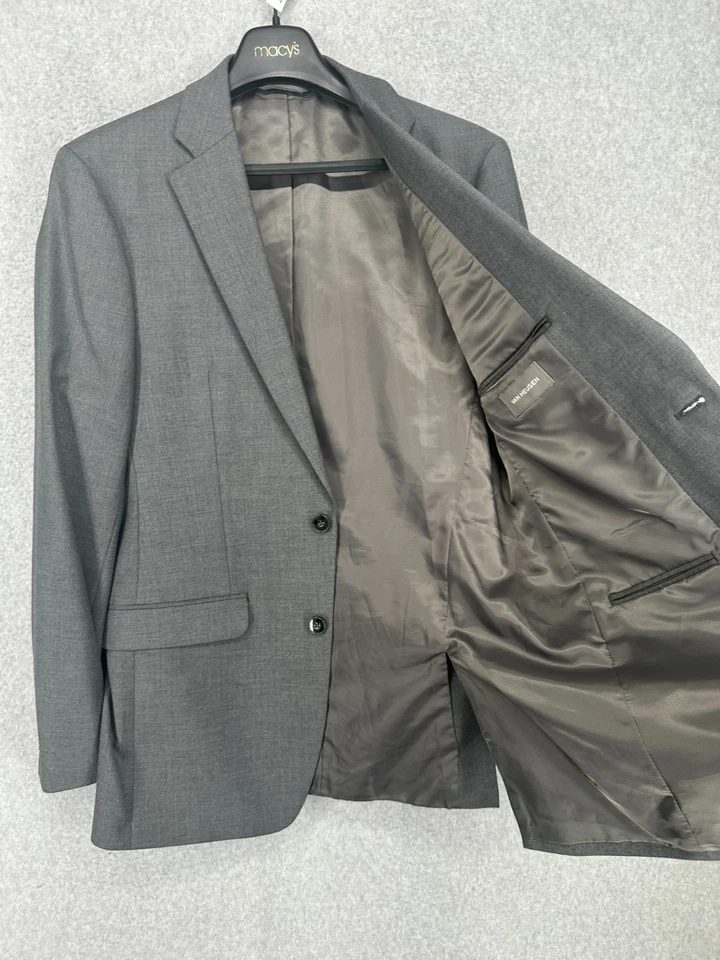 VAN HEUSEN Suit Jacket Size 40L 33x33 Dark Gray Flex Plain Slim Fit 2-Pc - Image 4 of 4