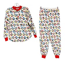Mickey Unlimited Cotton Vintage 90s Pajama Lounge Set White Red Medium