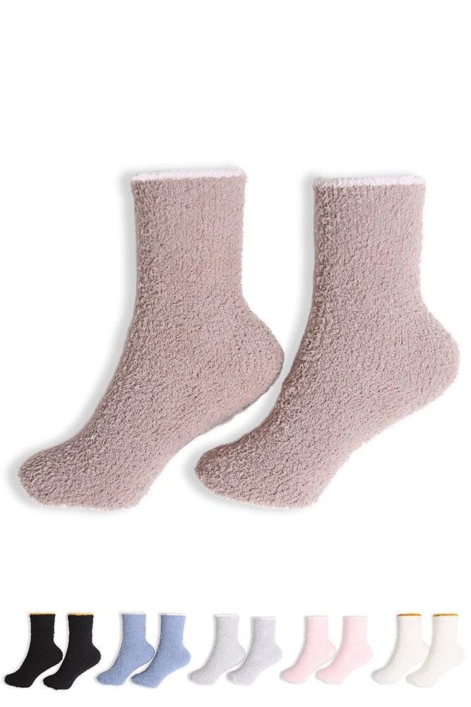 6 Pairs ScarvesMe Women's Soft Fuzzy Winter Solid Color Ankle Socks