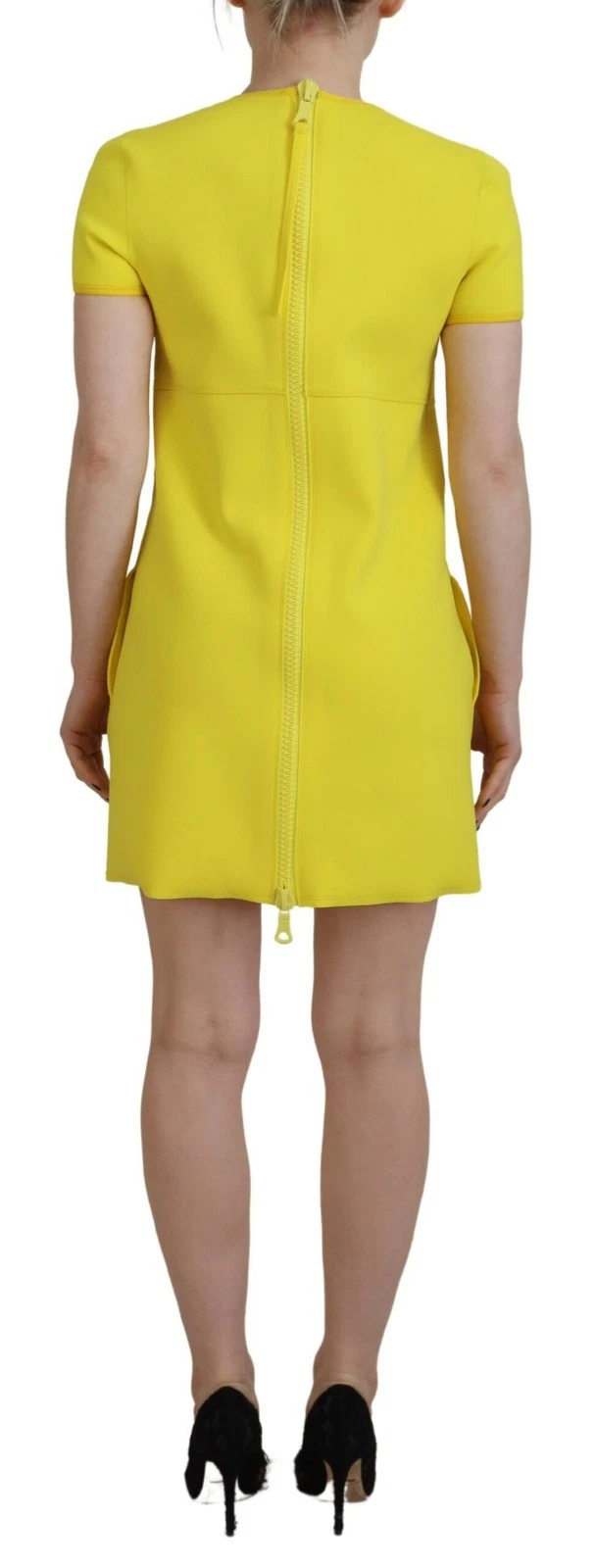 DSQUARED2 Dsquared² Mini Abito Donna Giallo Nylon Maniche Corte Girocollo Autentico