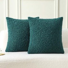 Dark Green Throw Pillow Covers 18x18 18" x 18" Pack of 2 Teddy-dark Green