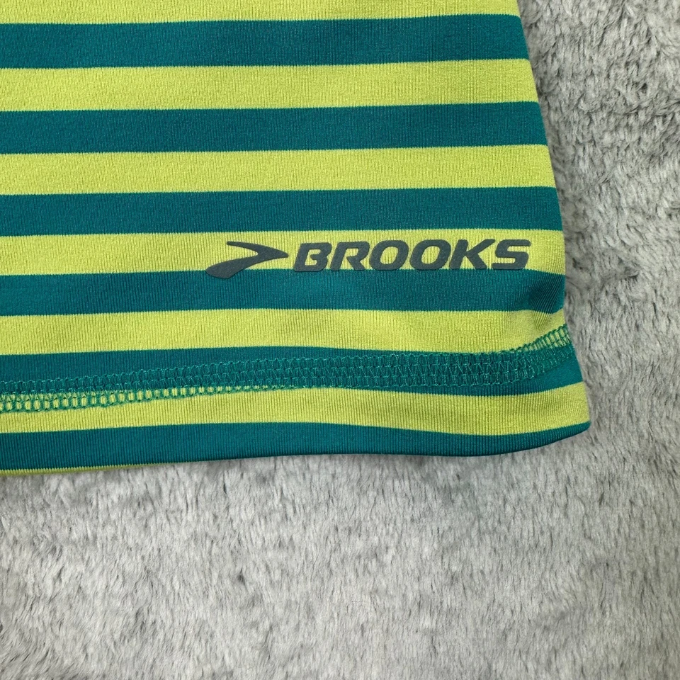 Brooks Running Tank Top Women’s L Green Blue Stripe Racerback DriLayer - Image 4 of 4