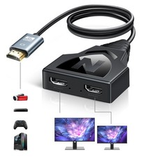 NEWCARE 4K HDMI Cable Splitter 1 in 2 Out with 2.6ft Integrated HDMI 2.0 Cabl...