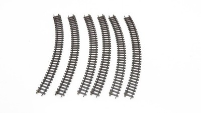 ARNOLD KONVOLUT 6 GEBOGENE SCHIENEN STAHL R2 222 MM. 45° REF. 0142 / 1420 Spur N 1/160
