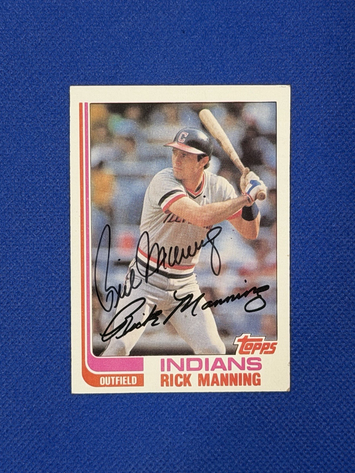 RICK MANNING SIGNED 1982 TOPPS CARD #202 INDIANS auto autograph O-