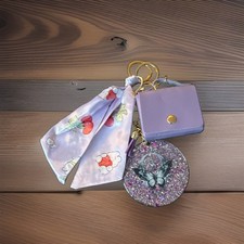 Purple Glitter Butterfly Charm Keyring Set w/...