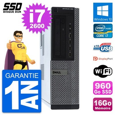 PC Dell OptiPlex 990 DT Intel Core i7-2600 RAM 16GB SSD 960GB Windows 10 Wifi