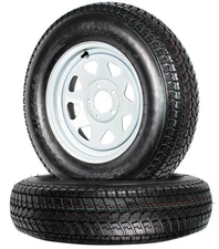 2-Pack Trailer Tire Rim ST205/75D15 15 in. Load Range C 5 Lug White Spoke Whe...