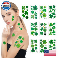Hamiutci St. Patrick's Day Shamrock Temporary Tattoos Face Stickers Waterproof