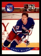  1990 Carey Wilson 210 Rangers 17 Pro Set Hockey Sports Trading Card 
