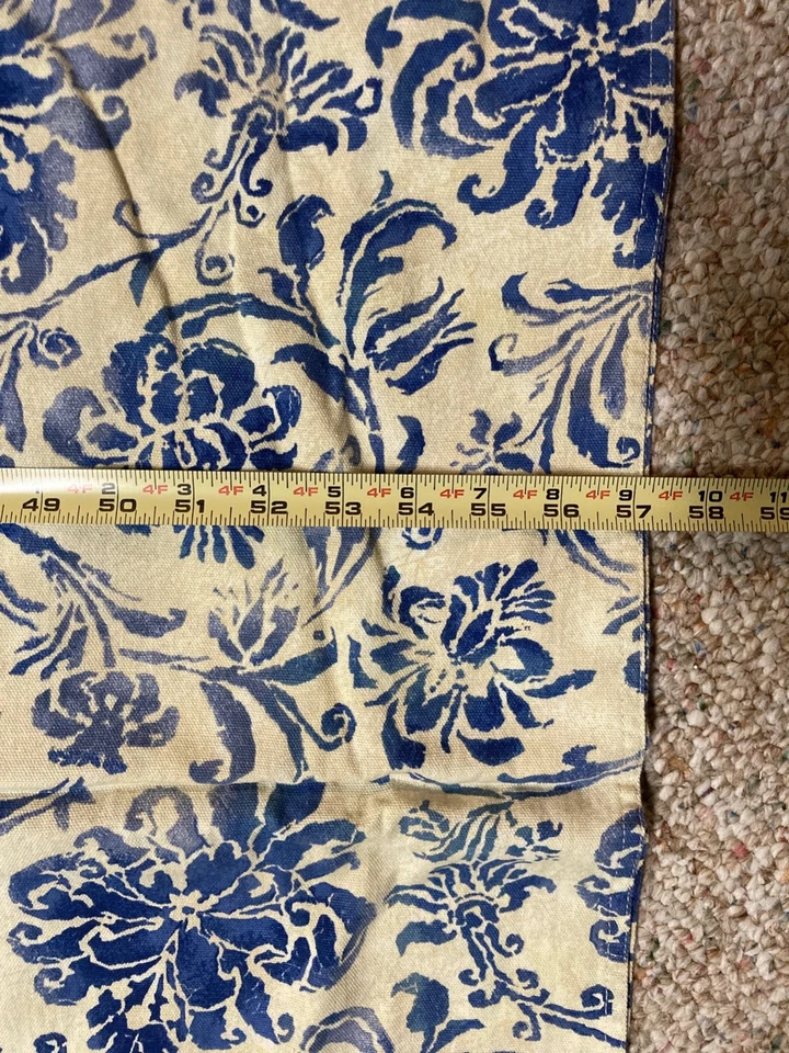 Tablecloth 57” x 76” Cobalt Blue White Floral Print French Country Cotton Linen - Image 2 of 2