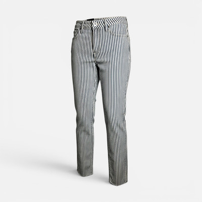 Mavi Damen Jeans Niki High-Rise,Straight Leg Summer Stripe,Weis-Blau W25, L29
