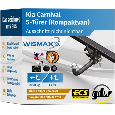 ANHÄNGERKUPPLUNG für Kia Carnival 06-14 starr GDW +13pol E-Satz ABE