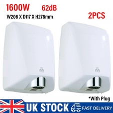 New White Hand Dryer Automatic Infrared Toilets Commercial Cafe 1.6KW 62dB 2PCS
