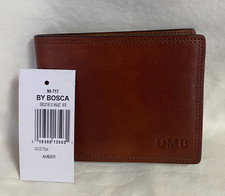 Bosca Leather Dolce Italia Executive I.D. Wallet Amber 95-717 NWT Monogram DMB