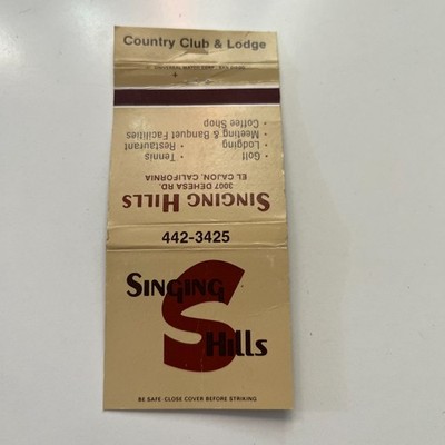 Singing Hills El Cajon CA Vintage Matchbook Cover TMM2-5