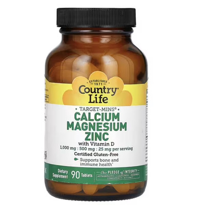 Country Life, Calcium Magnesium Zinc with Vitamin D, 90 Tablets EXP:4/26