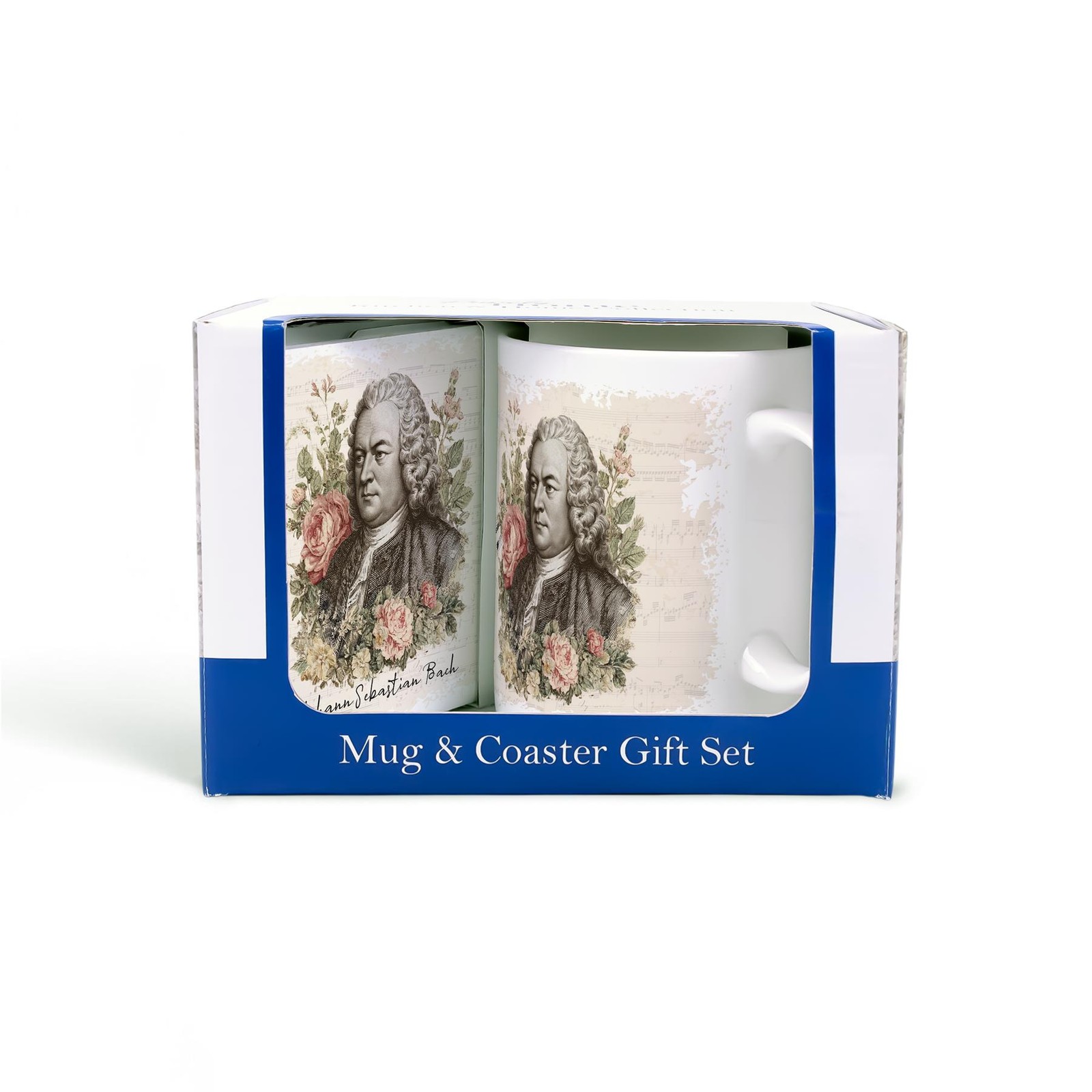 Bach Mug & Coaster Gift Set - Classical Music Composer Portraits Present