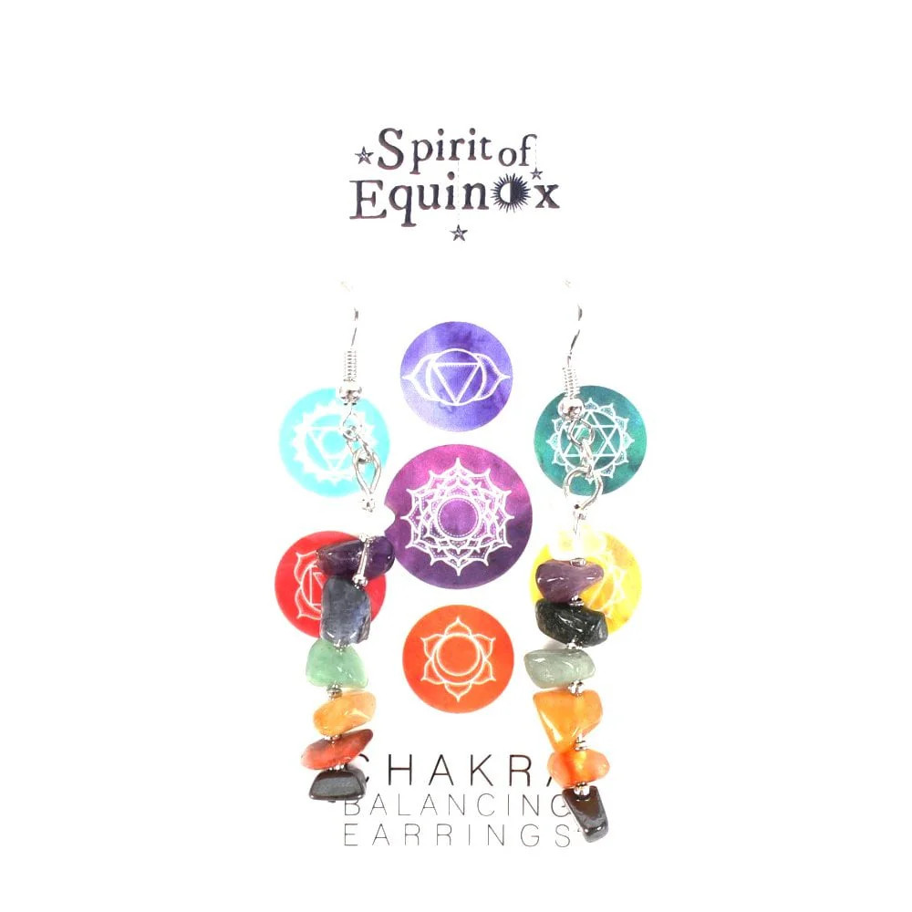 7 Chakra Healing Crystal Earrings 6cm - Balance & Harmony