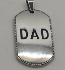 Dad Dog Tag Pendant Or Keychain Charm Stainless Steel 2 In Long