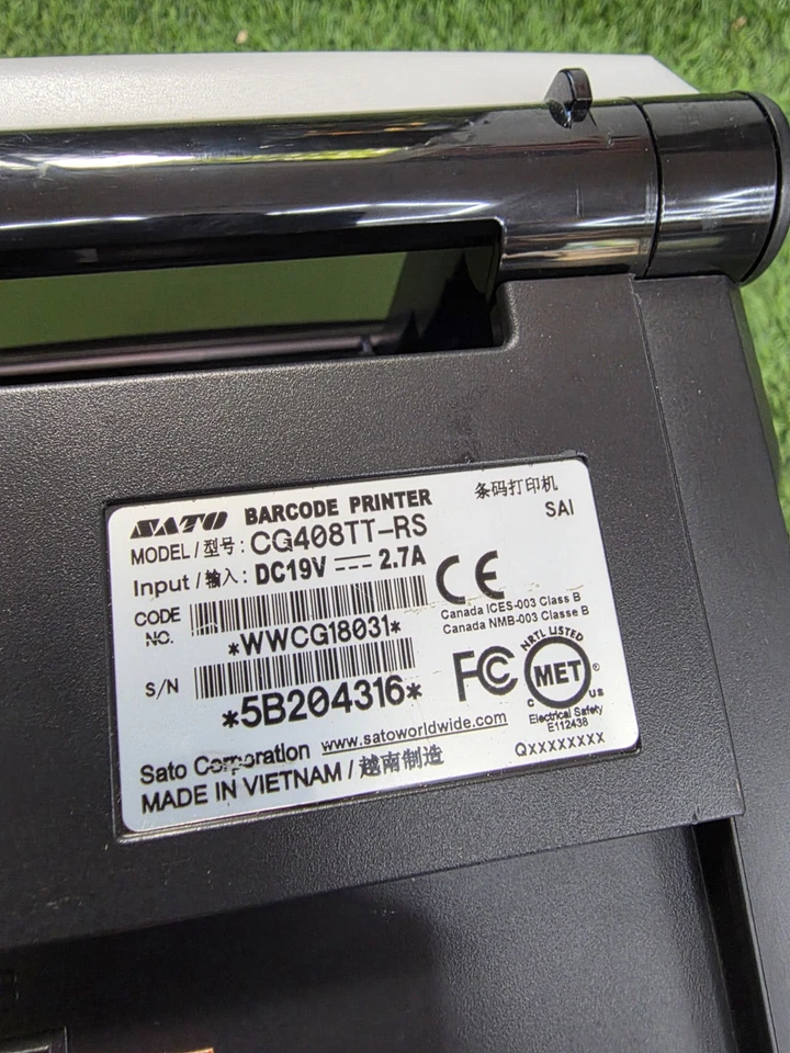 Sato Bar Code Printer CG408TT IEEE1284 Label Thermal Printer 19VDC /JUA817 - Image 3 of 4